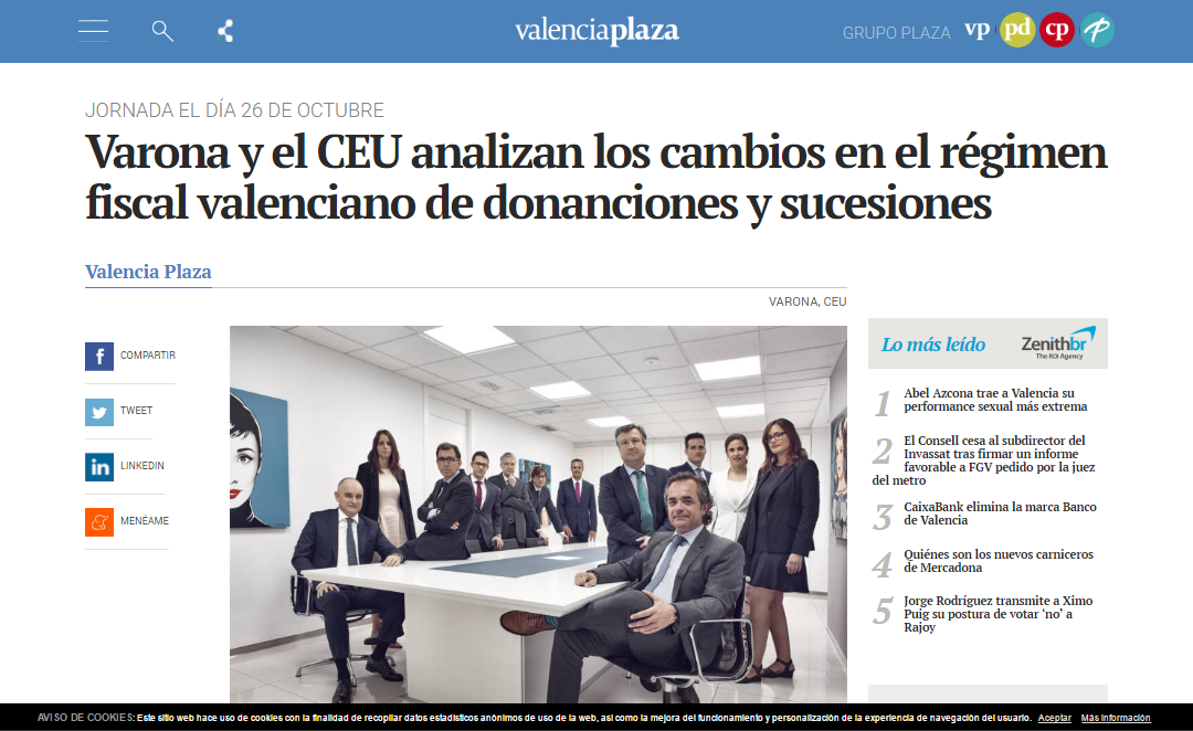 REVISTA DE PRENSA: CONFERENCIA VARONA-CEU, EN VALENCIA PLAZA
