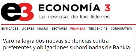 Economía 3 se hace eco de las últimas sentencias sobre preferentes a favor de dos SICAV