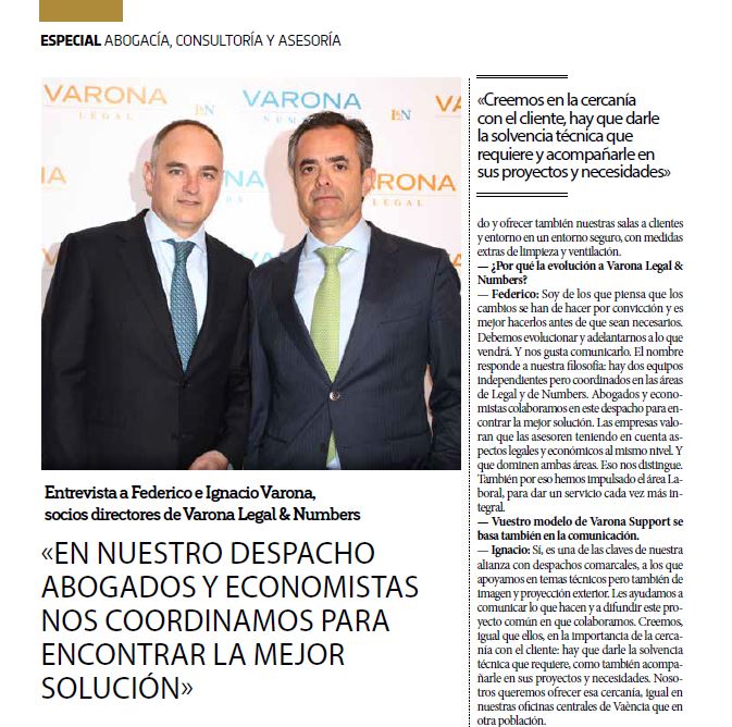 ENTREVISTA EN LA REVISTA PLAZA: «EN VARONA ABOGADOS Y ECONOMISTAS NOS COORDINAMOS PARA ENCONTRAR LA MEJOR SOLUCIÓN»