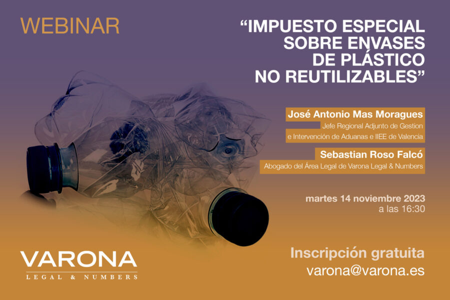 WEBINAR 14 DE NOVIEMBRE: IMPUESTO SOBRE ENVASES DE PLÁSTICO NO REUTILIZABLES